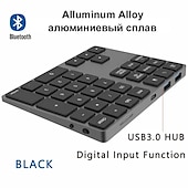 זול מקלדות-סגסוגת אלומיניום Bluetooth מקלדת נומרית אלחוטית עם רכזת usb פונקציית קלט דיגיטלית עבור windowsmac osandroid מחשב נייד