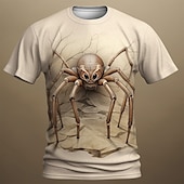 preiswerte T-Shirts mit Tiermuster-Halloween Herren Graphic Spinnen T Shirt Kurzarm T-Shirt 3D-Druck Rundhalsausschnitt Hemd Täglich Designer Retro Vintage Sports Outdoor Festtage Ausgehen Dunkelbraun Gelb Leicht Braun Frühling Sommer