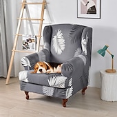 cheap Armchair Cover &amp; Armless Chair Cover-1 Set of 2 Pieces Stretch Wingback Chair Cover Floral Printed Wing Chair Slipcovers Spandex Fabric Wingback Armchair Covers with Elastic Bottom for Living Room Bedroom Decor