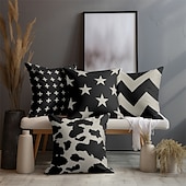 billiga geometrisk stil-svart vit dubbelsidigt kuddfodral 1 st mjukt kuddfodral kuddfodral örngott för soffa sovrum vardagsrum överlägsen kvalitet maskintvättbar utomhusdyna för soffa soffa stol