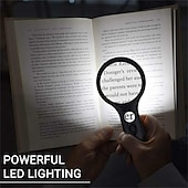 お買い得  手工具-新しいアップグレード 3x 45x ハンドヘルド拡大鏡 3 LED ライト読書虫眼鏡ジュエリー修復ツールジュエリールーペ