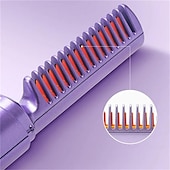 billige Personlig beskyttelse-2-i-1 rettetang til lat hår trådløst hår hot comb mini usb oppladbar rettetang krøllete hårpinne hurtigvarmende rettebørste for hjemreise-1 stk.