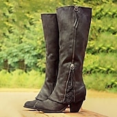 levne Cowboy &amp; Western Boots-dámské vintage westernové boty s krajkovými detaily a bočním zipem, semišové boty do půlky lýtek pro ležérní a venkovský styl