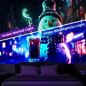 billiga jul gobeläng hängande-juldekorationer blacklight gobeläng uv reaktivt sken i mörkret snögubbe xmas trippy bar dimmigt hängande gobeläng väggkonst väggmålning för vardagsrum sovrum