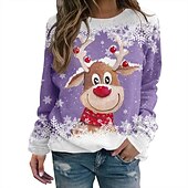 abordables Sudaderas y sudaderas con capucha divertidas-Navidad Reno Sudadera Pullover Sudadera navideña divertida Impresión 3D Estampado Gráfico Para Pareja Hombre Mujer Adulto Navidad Carnaval Mascarada Impresión 3D Fiesta Festival