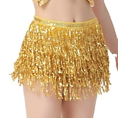 cheap Great Gatsby-Women Sequin Hip Skirt Fringe Tassel Wrap Scarf Party Rave Festival Outfit Halloween Belly Dance Costume Party Club