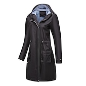 economico giacca con cappuccio-Per donna Trench Esterno Strada Giornaliero Autunno Inverno Lungo Cappotto Standard Anti-pioggia Tenere al caldo Traspirante Moda Moderno Informale Giacca Manica lunga Liscio A cordoncino Con tasche