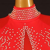 levne Oblečení na latinskoamerické tance-tanec salsa šaty pro latinskoamerické tance drahokamy střapec dámské performance trénink dlouhý rukáv vysoký spandex tyl