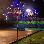 economico Luci paesaggistiche-1 confezione di fuochi d&#039;artificio decorativi natalizi a 8 funzioni ad energia solare, luce da prato montata a pavimento, matrimonio festivo, lampada decorativa impermeabile per esterni di Halloween