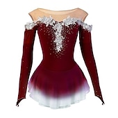 voordelige Schaatsjurken-Kunstschaatsjurk Dames Voor meisjes Schaatsen Jurken Geel Roze Donker paars Lapwerk Netstof Spandex Hoge Elasticiteit Wedstrijd Kunstschaatskleding Kristal / Bergkristal Stom licht Modieus Lange mouw