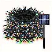 abordables Guirlandes solaires-7m 12m 20m Guirlandes Lumineuses Lumières de glaçons de Noël 30/50/100/200/300/500/1000 LED EL Blanc Chaud Blanc Froid Bleu Guirlandes lumineuses créatives Halloween Solaire Vacances 5 V