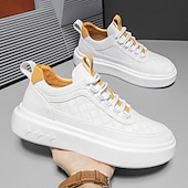 cheap Men&#039;s Sneakers-Men&#039;s Sneakers Plus Size Height Increasing Shoes Dad Shoes Running Walking Sporty Casual Outdoor Daily Mesh PU Breathable Height Increasing Lace-up White brown White Spring Fall