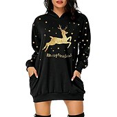 olcso Vicces karácsonyi pulóverek és pulóverek-Karácsony Mikulás Ruhák Kapucnis felsőrész Pullover Klasszikus Alap Kawaii Kompatibilitás Női Felnőttek Karácsony Újév 3D nyomtatás Hétköznapi