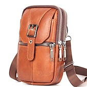 abordables Sacs pour homme-sac à bandoulière multi-poches en cuir pour homme – petit sac messager polyvalent avec bandoulière réglable pour les voyages et l&#039;utilisation quotidienne
