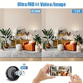 זול מצלמות רשת IP פנימיות-wifi hd אלחוטי ip מצלמת 4k 200w wifi מצלמת טלפון נייד ניטור מרחוק סוללה מובנית פונקציית ראיית לילה 140 מעלות זווית רחבה