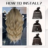voordelige Clip-in-extensies-Synthetische uitbreidingen Klemmen Synthetisch haar Lang Haarextensies Clip-in 4 stuks Zacht Hittebestendig Pluizig Dames