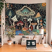 billige Trippy billedvev-soppteppe brennende solteppe hippieøyne billedvev mandala vinstokker billedvev månefase veggteppe veggtepper for rommet