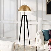 abordables lámpara de pie llevada-Lámpara de pie decorativa, trípode, luces de pie, lámpara de pie LED moderna de cobre, luz de pie de mediados de siglo con mesa para lámpara de pie de oficina 110-240v