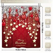 levne Christmas Bath-vánoční koupelnový sprchový závěs, vánoční ozdobný závěs s 12 háčky