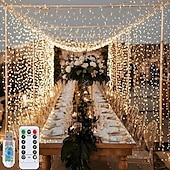 levne USB String světla-1ks záclonové světlo 300 LED osvětlení okenní řetězové osvětlení vánoční svatební party dekorace, teplá bílá