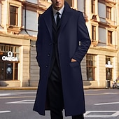 levne Pánský trenčkot-Pánské Zimní kabát Kabát Dlouhý trenčkot Venkovní Denní nošení Podzim zima Polyester Zahřívací Rüzgarlık Svrchní oděvy Oblečení Módní Šik ven Bez vzoru Klopa Dvouřadé