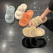 levne Domácí pantofle-fuzzy pantofle z paměťové pěny útulné plyšové domácí pantofle nadýchané chlupaté domácí boty s otevřenou špičkou vnitřní venkovní skluzavka pantofle