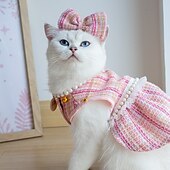 cheap Dresses-Dog Cat Dress Fashion Cute Winter Soft Washable Comfortable Outdoor Party Dog Clothing for Bichon Frise Poodle Pomeranian Baby Pet Papillon