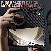 Недорогие Чехлы для Samsung-Чехол для телефона для Samsung Galaxy Z Fold 6 Z Fold 5 Z Fold 4 Z Fold 3 Z Fold 2 Книжка с подставкой Полноразмерная защитная установка Беспроводная зарядка Углеродное волокно