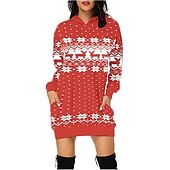 olcso Vicces karácsonyi pulóverek és pulóverek-Karácsony Mikulás Ruhák Kapucnis felsőrész Pullover Klasszikus Alap Kawaii Kompatibilitás Női Felnőttek Karácsony Újév 3D nyomtatás Hétköznapi
