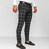 cheap Chinos-Men&#039;s Trousers Chinos Chino Pants Pocket Plaid Comfort Breathable Outdoor Daily Going out Fashion Casual Dark Khaki Black