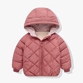 levne Chlapecká péřová bunda a parka-Děti Unisex Mikina s kapucí Svrchní oděvy Dětská bunda Puffer Jacket Pevná barva Dlouhý rukáv Zip Kabát Venkovní Bavlna Rozkošný Denní Bavlněný kabát ve tvaru diamantu-béžový Fleece bavlněný kabát ve