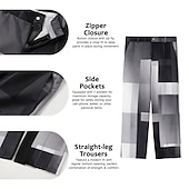 billige Slank-Pledd / Tern Grafiske trykk Geometri Fritid Herre 3D-utskrift Bukser utendørs Gate Arbeidsklær Polyester Rosa Blå Grønn S M L Medium Midje Elastisitet Bukser