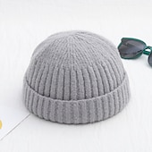 abordables Gorro-Hombre Sombrero de Beanie Gorro de pescador Gorro de arrastre Gorra de reloj Gorros Amarillo Claro Negro Algodón Deportes Viaje Enrollar el borde Exterior Vacaciones Plano Resistente al Viento