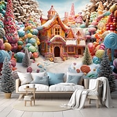 Недорогие пейзаж гобелен-candyland house подвесной гобелен настенное искусство большой гобелен фреска декор фотография фон одеяло занавеска дом спальня гостиная