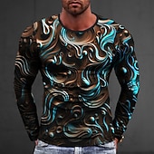 cheap 3D T shirts-Men's Graphic Abstract T Shirt Long Sleeve T shirt 3D Print Crew Neck Shirt Fashion Designer Casual Sports Outdoor Holiday Going out Red Spring &amp;  Fall Clothing Apparel S M L XL 2XL 3XL 4XL