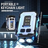 abordables Lampes de travail-Mini lampe de poche portable avec porte-clés, lampe de camping rechargeable par usb de type c, aimant edc, batterie intégrée
