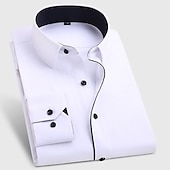 abordables Camisas de vestir para hombres-Hombre Camisa para Vestido Resistente a las arrugas Camisa de cuello Camisas de esmoquin Plano Boda Fiesta Rosa Claro Negro / Blanco Blanco Azul Marino Manga Larga Escote Cuadrado Primavera Otoño Ropa