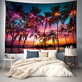 Недорогие Тапестри́ на океа́нском пляже-Пляжное освещение, подвесной гобелен, настенное искусство, большой гобелен, фреска, декор, фотография, фон, одеяло, занавеска, украшение для дома, спальни, гостиной