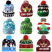 Недорогие Рождественские подарочные огни-Шапка-бини с LED светом светящаяся шапка для унисекс зимние шарики рождественская шапка подарки на праздничные вечеринки многоцветные