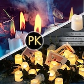 cheap Candle Lights-24Pcs Flameless LED Candle Creative Wishing Led Tea Light Warm White Flameless Candle Halloween Christmas Decor Candle Light