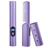billige Personlig beskyttelse-2-i-1 rettetang til lat hår trådløst hår hot comb mini usb oppladbar rettetang krøllete hårpinne hurtigvarmende rettebørste for hjemreise-1 stk.