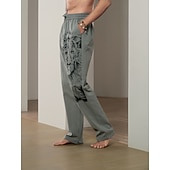 economico Casa-Per uomo Animale Leone Pantaloni di Lino Pantaloni Pantaloni Larghi Misura del girovita medio Streetwear Hawaiano Designer Casuale Quotidiano Ferie Coulisse Elastico in vita Stampa 3D Primavera
