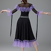 abordables Tenues de danse de salon-Danse de Salon Robe Fantaisie Femme Utilisation Usage quotidien Manches 3/4 Coton cristal
