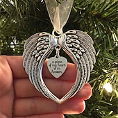 cheap Tree Accessories-Angel Wings Christmas Ornament with Lanyard Style Memorial Decoration for Tree Sympathy Gift Loved Ones in Silver