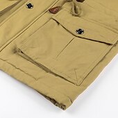 cheap Sport Jacket-Men&#039;s Winter Jacket Winter Coat Work Jacket Outdoor Street Windproof Warm Drawstring Winter Solid Colored Fashion Keep Warm Stand Collar Regular Cotton Fleece Black Army Green Khaki Jacket