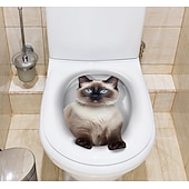 cheap Decorative Wall Stickers-Wall Mural 3D Wall Art cat Wall Poster Toilet Stickers 3D cat Wall Stickers cat Decals cat Stickers cat Toilet Girls Bedroom Toilet Decor cat Wall Decals Notebook Poster