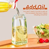 abordables Utensilios de cocina y gadgets-Rociador y dispensador de aceite de vidrio 2 en 1, 16oz para cocina, botella de aceite de oliva de 470ml, rociador de aceite para cocinar, cocina, ensalada, barbacoa