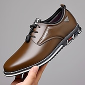 halpa Vapaa-ajan kengät-miesten viininpunaiset keinonahkaiset vapaa-ajan oxfordkengät – tyylikäs nauhakuvio liukumattomalla pohjalla työ- ja arkikäyttöön