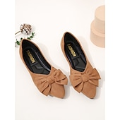 cheap Women&#039;s Flats-Women&#039;s Black Pointed Toe Flats with Bow – Elegant Slip-On Loafers for Ladies, Comfortable Casual Shoes for Work, Office, and Daily Wear