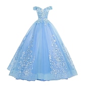 preiswerte Ballkleid-Ballkleid Quinceanera Kleider Prinzessin Kleid rot grün Kleid Quinceanera bodenlang ärmellos schulterfrei Polyester mit Applikationen Kleid zum Beeindrucken 2025